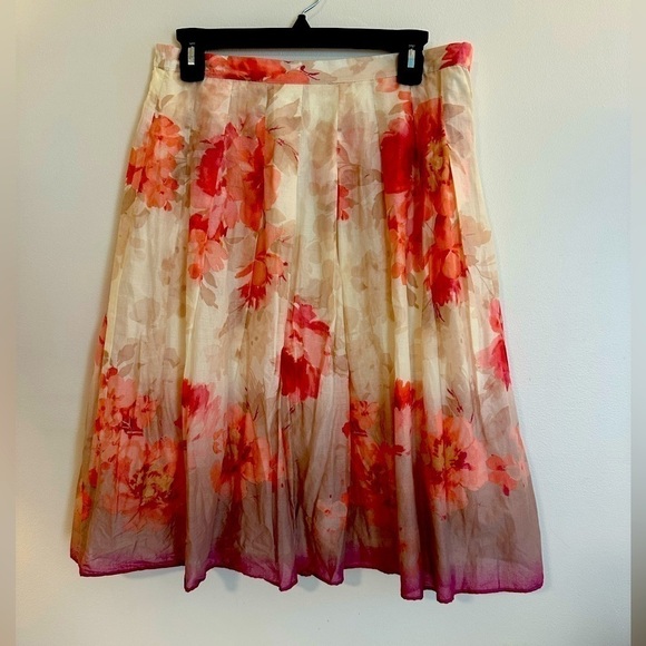 Coldwater Creek Watercolor Floral Midi Skirt Petite Medium - Picture 1 of 8